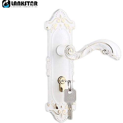 LANXSTAR Hot Supply 50 Lock-body Three Shaft Zinc Alloy Handle Lock Mute Lockcore Brass Lockset Wood Door Locks