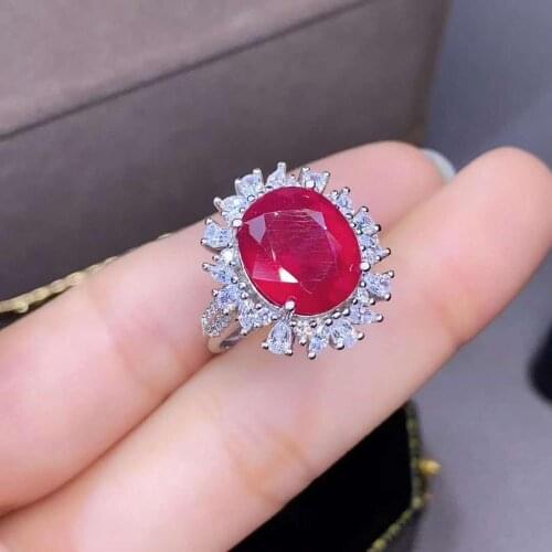 Personality Trend Fashion Ruby Ring Natural and Real Ruby Ring 925 Sterling Silver For Men or Women