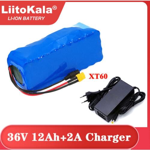 Liitokala 36V 12Ah 18650 Li ion Battery pack High Power XT60 plug Balance car Motorcycle Electric Bicycle Scooter BMS+Charger