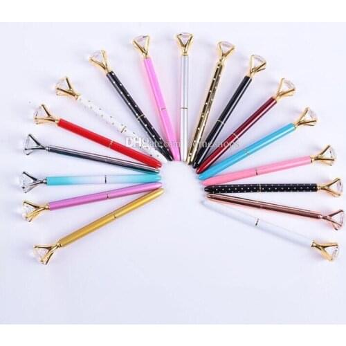 Top Fashion Diamond Ballpoint Pen With Large Crystal Glass Diamond luxury pen Creative School Office Supplies Christmas gifts
