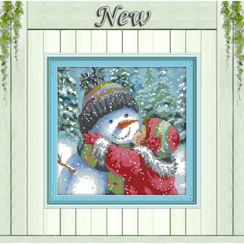 Kiss the snowman Christmas,11CT Pattern on the canvas DMC 14CT Cross Stitch kits,needlework embroidery Set,DIY Crafts Home Decor