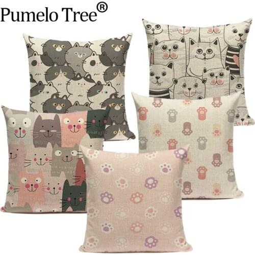 Cartoon Cute Animal Cushion Cover Bear Footprints Decorative Pillowcase Cat Giraffe Avatar Sofa Home Decor Pillowcase Almofadas