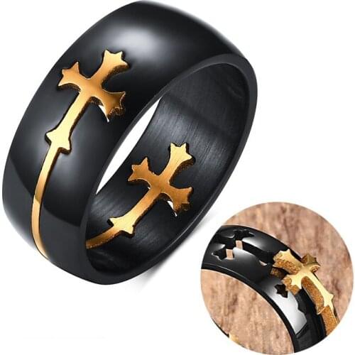 Separable Cross Ring for Men Women Black Color Stainless Steel Cool Male Casual Remove Design Jewelry Wedding Band
