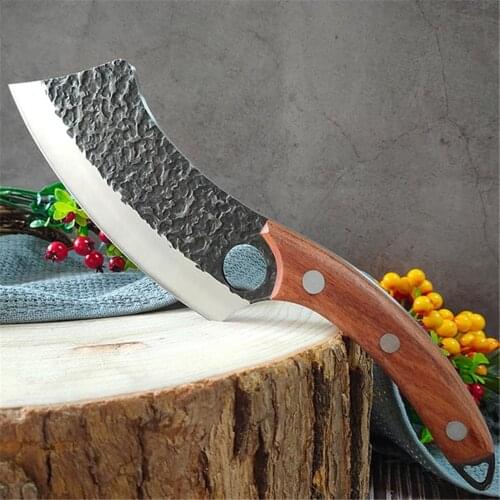 Portable Stainless Steel Kitchen Knife Butcher Boneless Knife Forged Scimitar Skinning Butchers Finger Knife