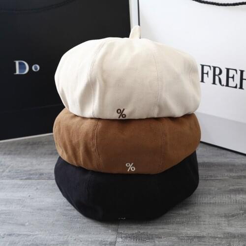 Canvas Simple Progressive Hat Autumn and Winter Korean Womens Retro Beret Fashion Trend Versatile Octagonal Hat