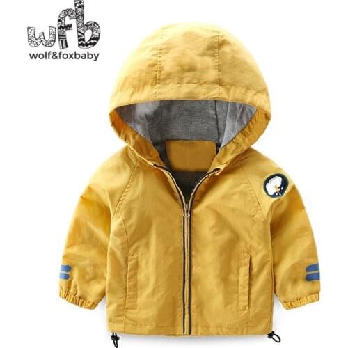 Retail 2-8 years long-sleeved pure color hooded coat windbreaker boy spring fall autumn