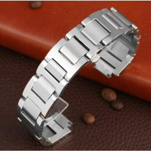 9MM 11MM 12MM Silver Stainless Steel Watch Strap Push-Button Hidden Clasp Replacement Wristwatches Bracelet horloge bandjes