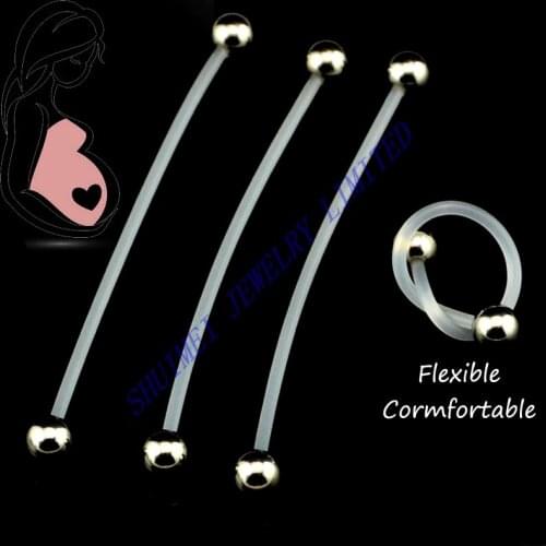 SHUIMEI 50Pcs Steel Ball Acrylic Bioplast Flexible Pregnancy Belly Button Ring Navel Bar Piercing Body Jewelry Fashion New