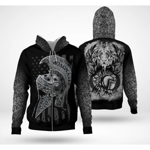 Viking tattoo lion 3D Hoodies Printed Harajuku Coat Jacket Men For Women Fashion Zipper hoodies Drop Shipping 01