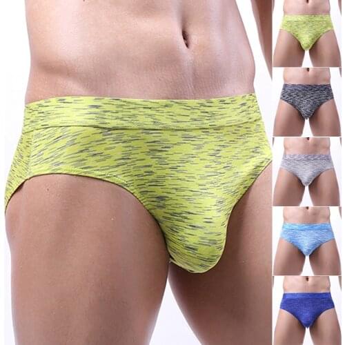 Men Sexy Underwear Briefs Low Rise U Convex Pouch Breathe High Elastic Underpant Men Bikini Solid Seamless Low Waist Soft Pantie