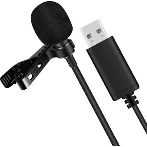 Universal USB Microphone Lavalier Microphone Clip-on Computer Mic Plug and Play Omnidirectional Mic