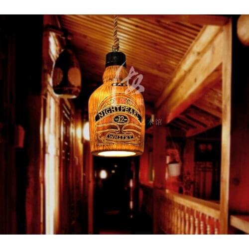 Vintage Wine Bottle Pendant Light Suspension Luminaire Bar Entranceway Balcony Dia 21*h37cm lustre pendente