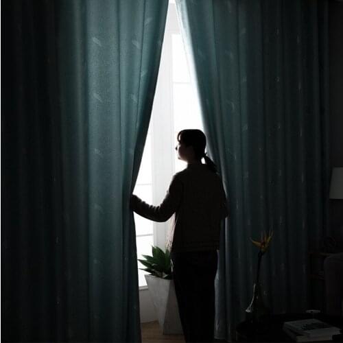 Nordic Style Jacquard Curtain Blackout Curtains for Childrens Bedroom Left and Right Biparting Open High Shading(70%-90%)