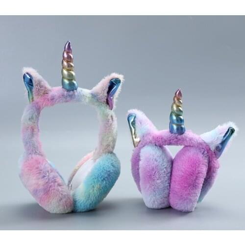 Ladies Unicorn Earmuffs Fashion Winter Warm Lovely Headwear Accessories Soft High Quality Autumn Rainbow Color Winter Earmuffs