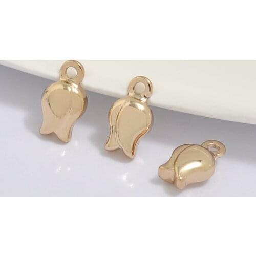 100pcs New products of diy accessories in bud little flower pendant accessories gold does not rub off