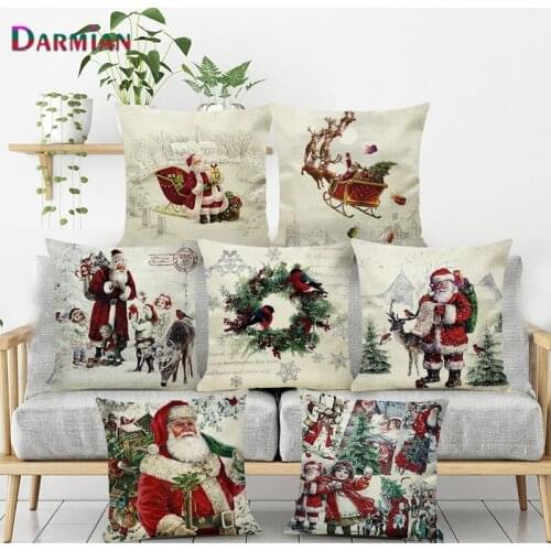 2020 Christmas Decoration Linen Throw Pillow New Year Gift Pillow Cushion Hugging Pillow Case 45 x45cm Dropshipping
