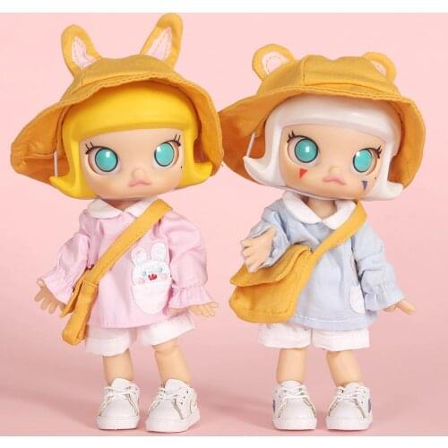 4pcs=Shirt+short pant+Hat+ bag Doll Kindergarten uniform Clothes for Ob11,obitsu 11,Molly,GSC,1/12 BJD Doll Clothing Accessories