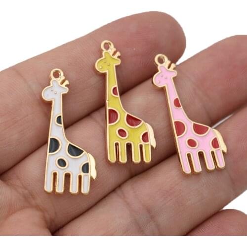 5PCS Gold Color Enamel Giraffe Charms Pendants for Jewelry Making Necklace DIY Earrings Handmade Craft