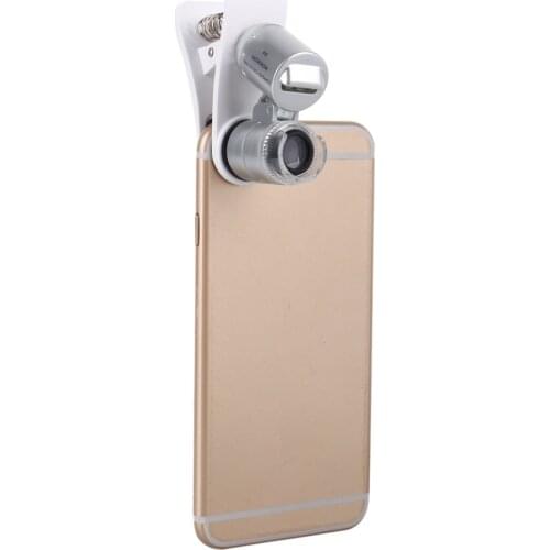 60X Magnifying Glass Mobile Phone Lens Camera LED Microscope Magnifier with Clip For iphone