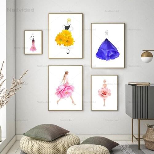 Woman In Different Dresses Abstract Fashion Canvas Painting Wall Art Print Poster Picture Decor Painting Living Room Home Decor