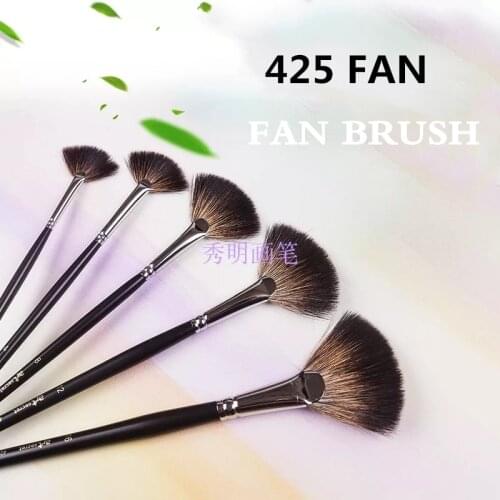 College university 425FAN high quality racoon dog hair wooden handle paint bruhes art artistic brush fordrawing