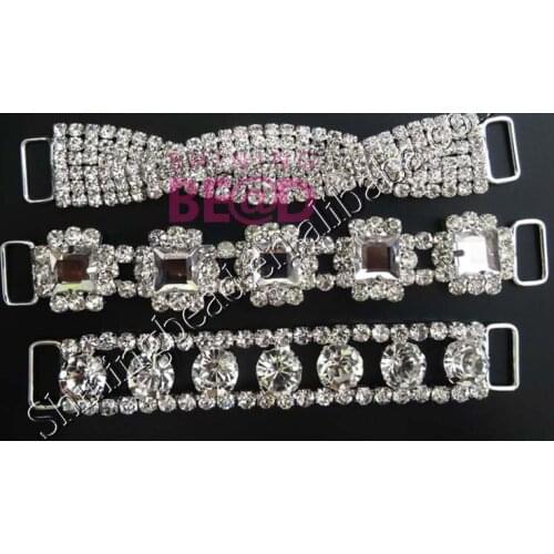 Free Shipping,three style clear rhinestone sliver plating bikini connector, High Quality rhinestone crystal connector
