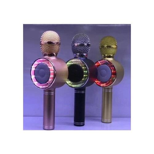 Wireless Karaoke Microphone Bluetooth Handheld Portable Speaker Home KTV Player with Dancing LED Lights Record Function WS-668