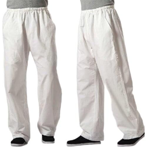 Retro Elastic Waist Rough Cotton Pants for Men Casual Loose Baggy Comfortable Chinese Style Trousers Male Clothes