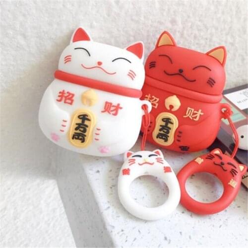 For Airpods 1 2 Case Lucky Cat Aniaml Silicone Cover for Air Pods Pro Earphone Case 3D Headphone Cases for Earpods Accessories