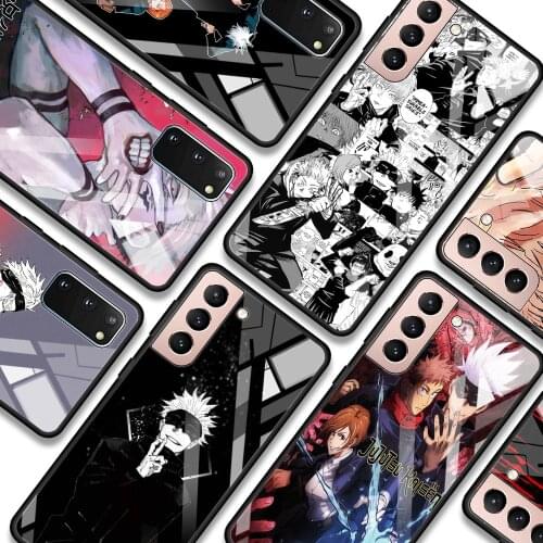 Phone case For Samsung S21 S20 Ultra Plus FE S10e Lite S10 S9 S8 plus Glass Bumper Soft Fundas Anime Jujutsu Kaisen