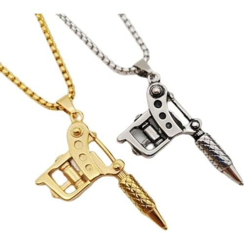Black Knight Vintage mens cool Tattoo Machine pendant necklace 316 stainless steel hip hop punk personal necklace jewelry