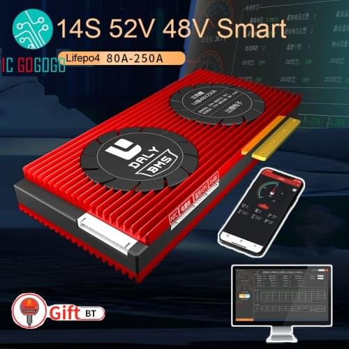 DALY Smart 14S 52V 48V Li-ion 80A 100A 150A 200A 250A Lithium Battery Protection Board Lipo 18650 BMS Bluetooth APP CAN RS485 PC