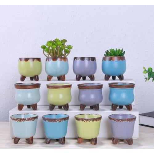 Porcelain Colorful Flowerpot with Angle Micro Landscape Flower Pot Vase Succulent Plant Contiainer Office Garden Decor