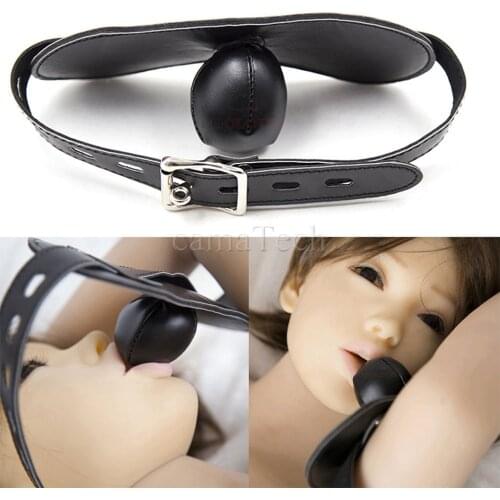 CamaTech Leather Harness Bondage Gag Soft Sponge Slave Trainer Oral Ball Gags Restraints Mouth Plug Fetish BDSM Toys Sex Product