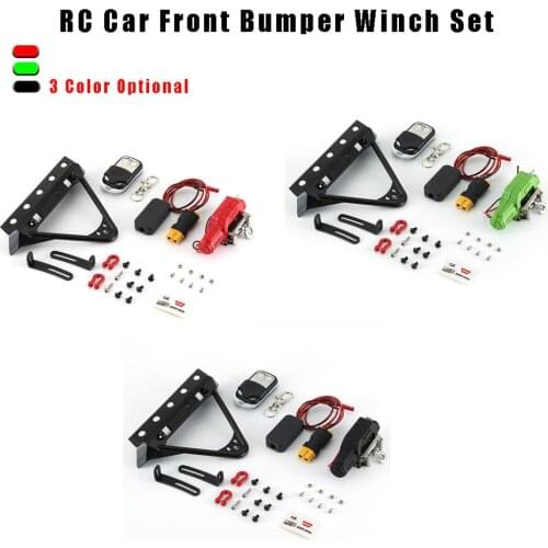 Metal Front Bumper and Remote Controller Receiver Winch for 1:10 RC Crawler Truck Axial SCX10 RC 4WD 90046 D90 Traxxas TRX4