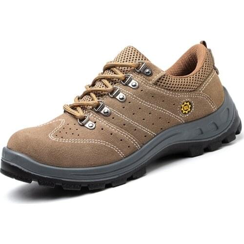 Men casual steel toe covers work safety shoes cow suede leather worker shoe tooling security low boots safe sneakers seguridad