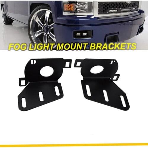 Lower Hidden Bumper Fog Light Mounting Bracket for 3 Inch LED Cube Pod Lights for Chevrolet 2014 2015 Chevy Silverado 1500