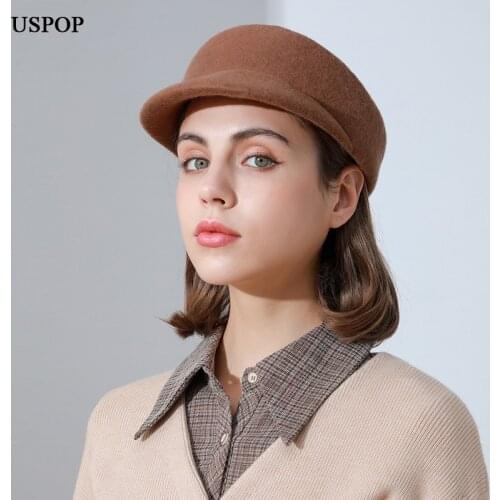 USPOP New 2021 Winter Women Wool Fedoras 100% Geniue Wool Hats Berets