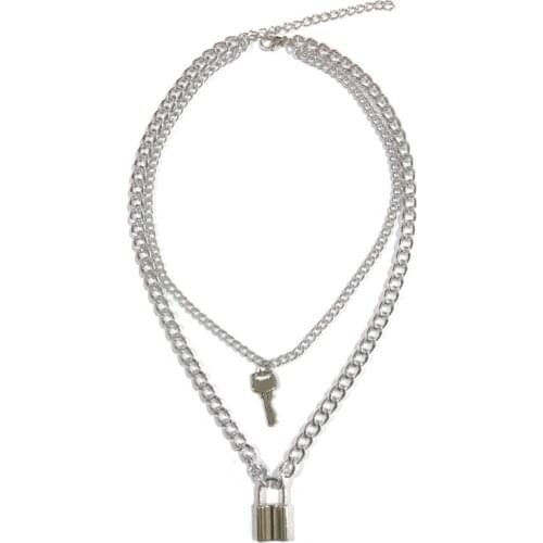 New Necklace Multi Layer Simple Retro Fashion Key Lock Necklace Statement Jewelry Necklace Women