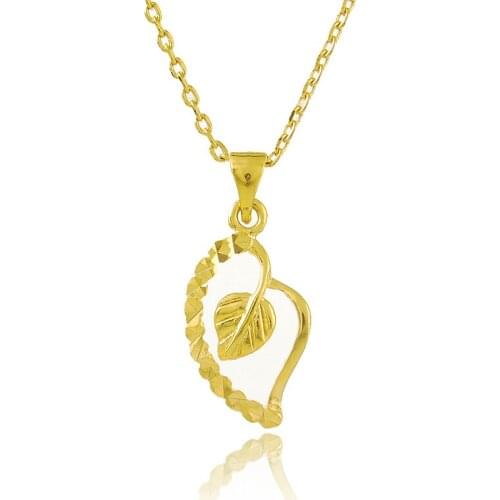 Pure Gold 24K Gold Necklace Plating Gold Leaf Pendant 45CM Cross Chain Necklace Ladies Wedding Jewelry Jewelry