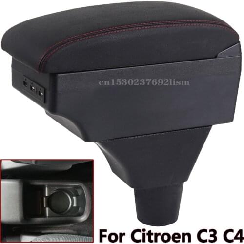 For Citroen C3 C4 armrest box Car Central Armrest Storage Box Interior modification accessories USB interface