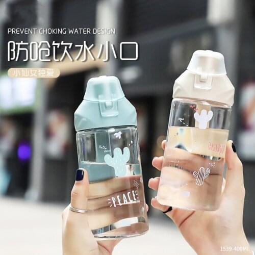 500ml Portable Cute Water Bottles BPA Free Girls Kawaii Cup Milk Fruit Gym Bottles Travel Waterfles Outdoor Milk Rope Water Cup