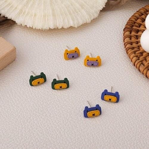 Origin Summer Korean Cute Little Bear Stud earrings for Women Unique Desig Contrast Color Multicolor Party earrings Jewelry