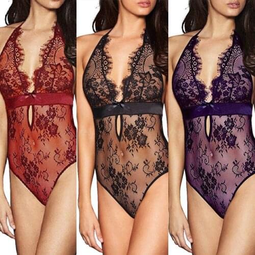 Sexy Lingerie Women Erotic Lace Bodysuit Porno Teddy Lingere Plus Size Black Red See Through Babydoll Lingerie Sex Costume Xxxl