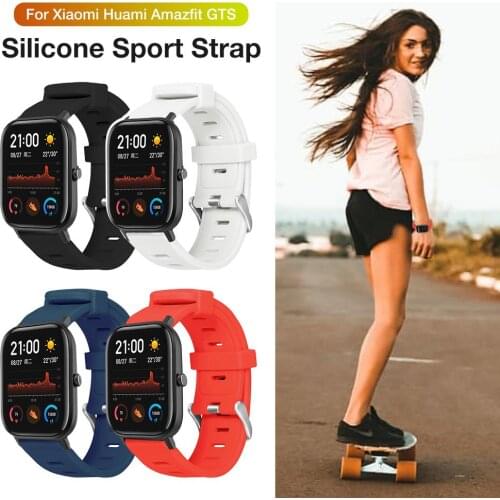Silicone Sport Strap for Huami Amazfit GTS Flat Head Monochrome Silicone Smart Watch Strap for Xiaomi Huami Amazfit GTS