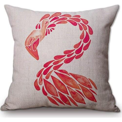 Nordic Pink Flamingo Bird Giraffe Beetle Scorpion Insect Geometric Design Sofa Decorative Throw Pillow Case Linen Cushion Cover
