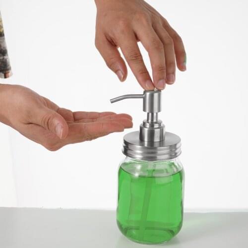 Glass Mason Jar Soap Dispenser Reusable Hand Press Liquid Foam Dispenser Bottle with Stainless Steel Pump for Kitchen Bathroom