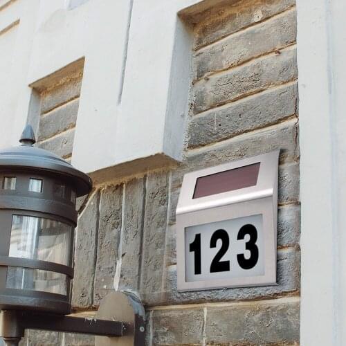 Solar Powered LED Light Sign House Hotel Door Address Plaque Waterproof Number Digits Plate Lamp For Home Lighting Sign
