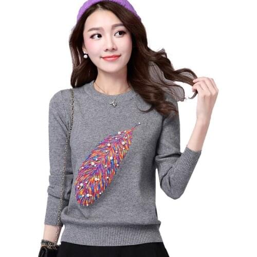 Sweater Women Female Casual Warm Tops Sweater Bottoming Jacquard Warm Vintage Loose Long Sleeve Knitted Pullover Sweaters L130