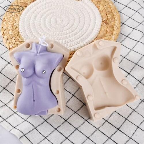 Slim Female Silicone Body Candle Mold Upper Part Of The Body Shape Bareness Waist Women Art Making Soap Statue Family Decorates